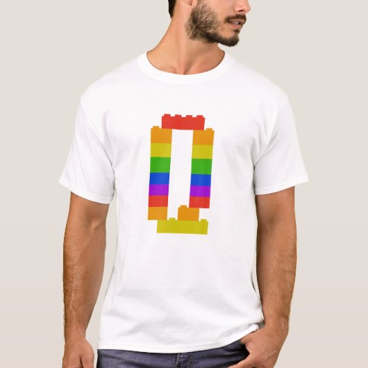 Bricks Theme Letter Q Monogram Naam Initiaal Press T-shirt (Voorkant)