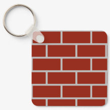 Bricks vierkante Sleutelhanger (Brick Red & Grey)