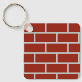 Bricks vierkante Sleutelhanger (Brick Red & Grey)