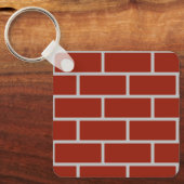 Bricks vierkante Sleutelhanger (Brick Red & Grey) (Voorkant)