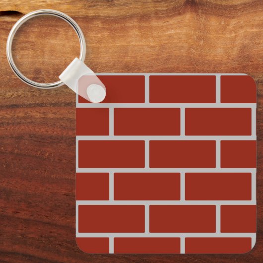 Bricks vierkante Sleutelhanger (Brick Red & Grey) (Voorkant)