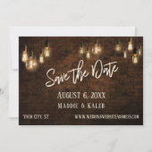 Bricks w / Edison Lights Bewaar de datum en detail Save The Date (Voorkant)