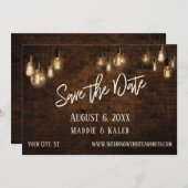 Bricks w / Edison Lights Bewaar de datum en detail Save The Date (Voorkant / Achterkant)