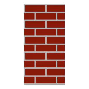 Bricks Wall Poster (steenrood & grijs)