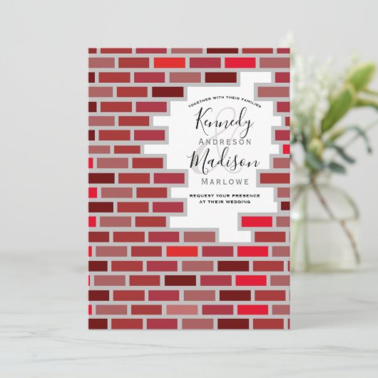 Bricks Wedding Masonry Stone Worker Blocks Kaart (Staand voorkant)