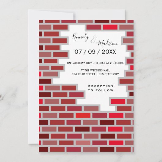 Bricks Wedding Masonry Stone Worker Blocks Kaart (Achterkant)