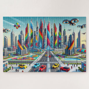 Bricktopia: futuristisch stadsbeeld legpuzzel