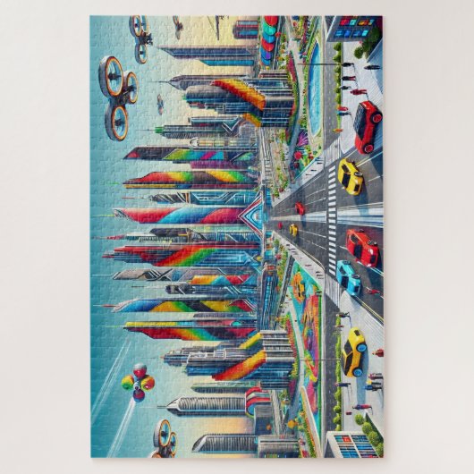 Bricktopia: futuristisch stadsbeeld legpuzzel (Verticaal)