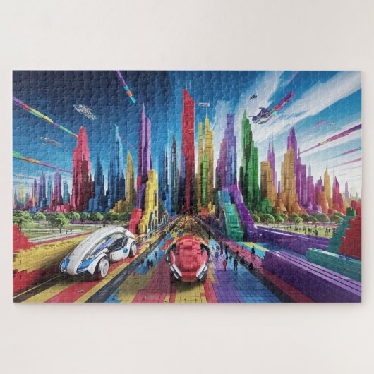 Bricktopia: Futuristisch Stadslandschap2 Legpuzzel (Horizontaal)