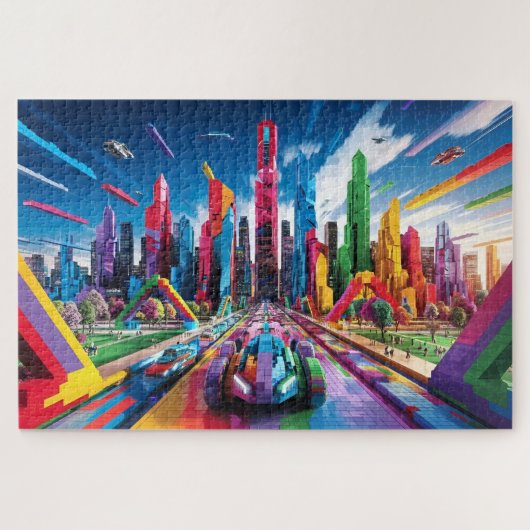 Bricktopia: Futuristisch Stadslandschap3 Legpuzzel (Horizontaal)