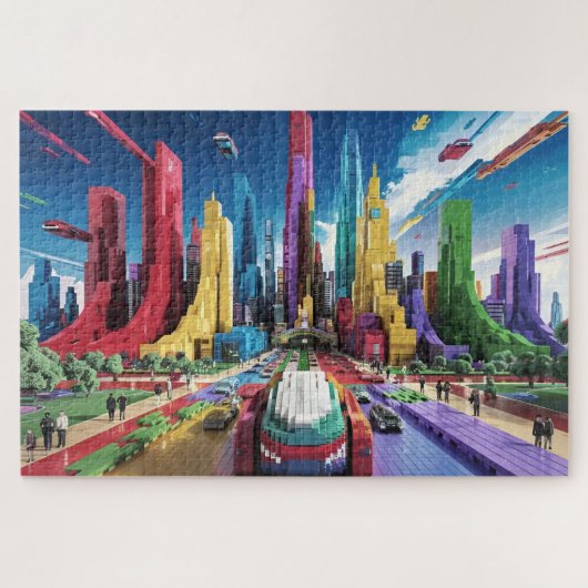 Bricktopia: Futuristisch Stadslandschap4 Legpuzzel (Horizontaal)