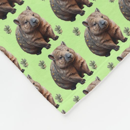 Brickwork Burrow: A Wombat's Green Canvas, Fleece Deken (Hoek)