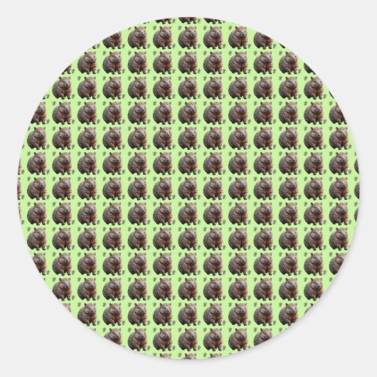 Brickwork Burrow: A Wombat's Green Canvas, Ronde Sticker (Voorkant)