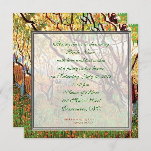 Brida douche, Orchard in Blossom Vincent van Gogh Kaart (Voorkant / Achterkant)