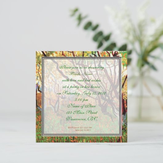 Brida douche, Orchard in Blossom Vincent van Gogh Kaart (Staand voorkant)