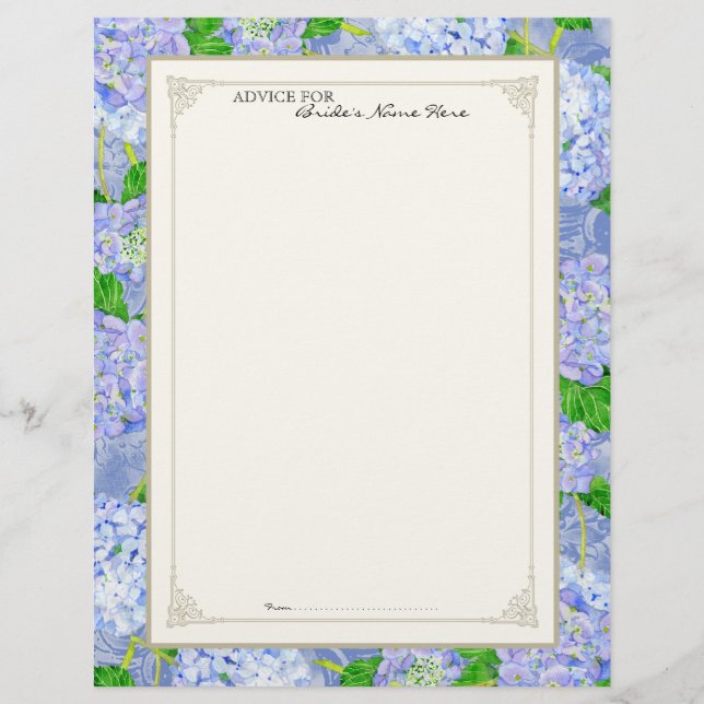 Bridal advies Pagina Blauw Hydrangea Floral (Voorkant)