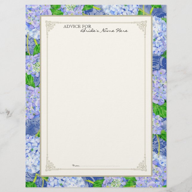 Bridal advies Pagina Blauw Hydrangea Floral (Voorkant)