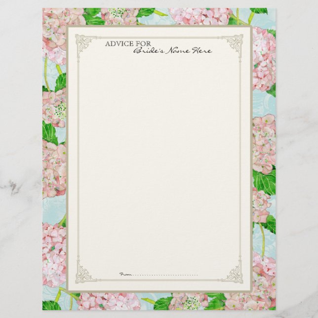 Bridal advies Pagina Roze hydrangea Floral (Voorkant)