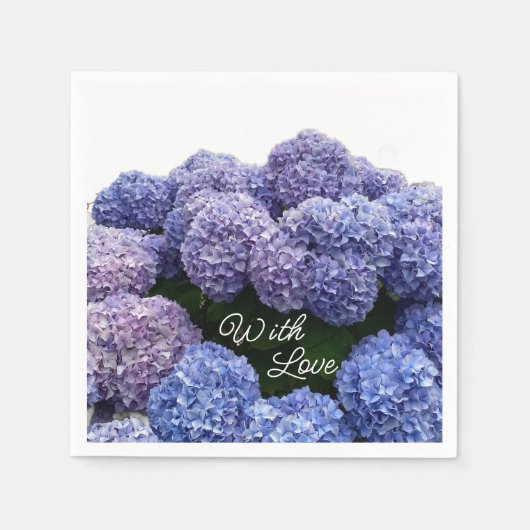 Bridal, Baby Shower Napkins Purple, Blue Hydrangea Servet (Voorkant)