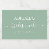 Bridal Bachelorette Bridal Party Sage Green Sparkling Wijnetiket (Enkel label)