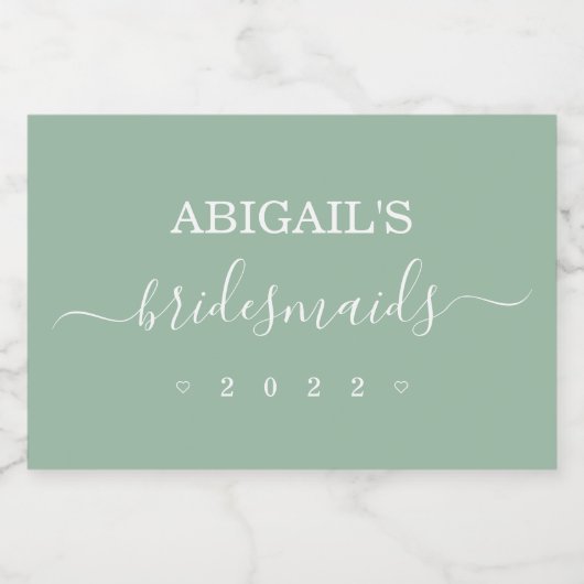 Bridal Bachelorette Bridal Party Sage Green Sparkling Wijnetiket (Enkel label)