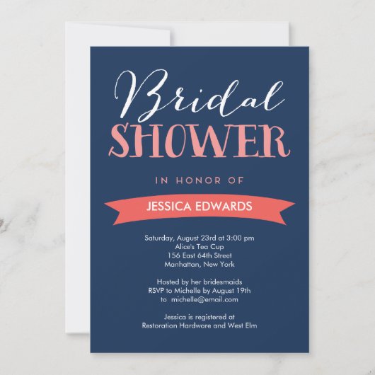 Bridal Banner Bridal Shower Invitation - marine Kaart (Voorkant)
