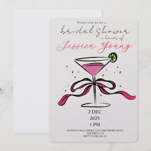 Bridal Bash & Cocktail Call bruids Kaart (Voorkant / Achterkant)