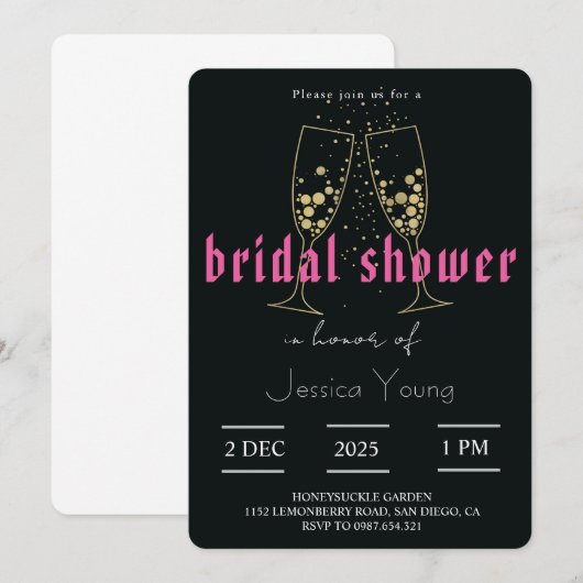 Bridal Bash & Cocktail Call bruids Kaart (Voorkant / Achterkant)