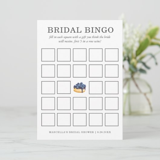 Bridal Bingo | Blauwbes Cheesecake Kaart (Staand voorkant)