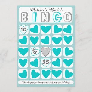 bridal bingo blauwgroen grijze kaart