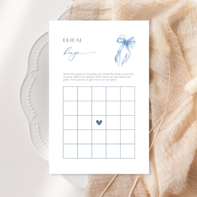 Bridal Bingo Blue Bow Bridal Shower Game (Creator heeft geüpload)