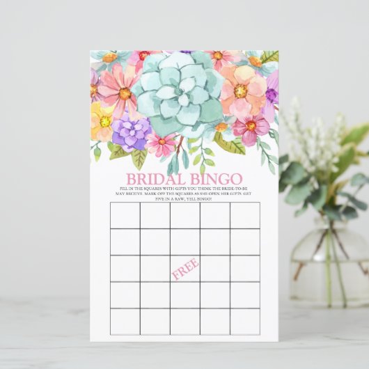Bridal Bingo Colorful Floral Bridal Game (Staand voorkant)