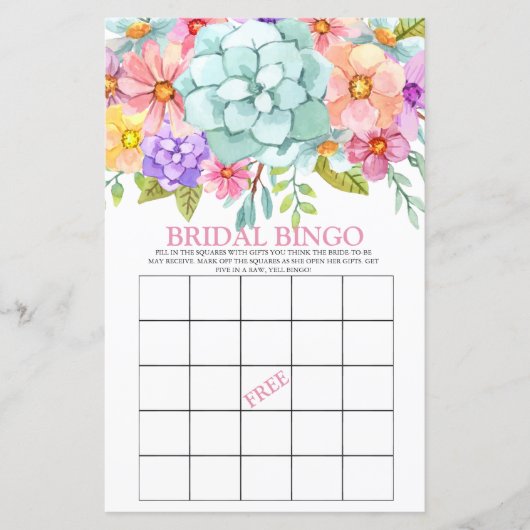 Bridal Bingo Colorful Floral Bridal Game (Voorkant)