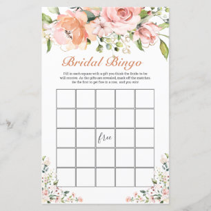 Bridal Bingo Game Floral Greeneral Paper Sheet