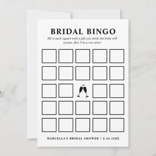 Bridal Bingo Kaart (Voorkant)