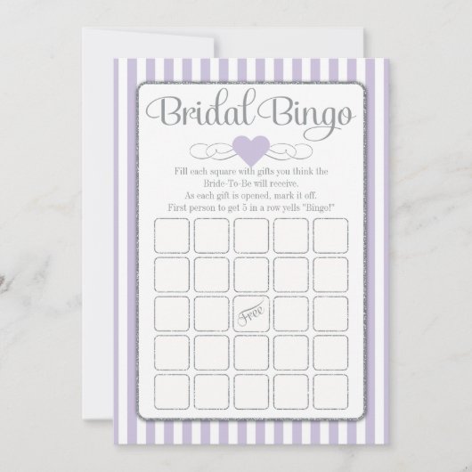 Bridal Bingo Lavender Grey Vrijgezellenfeest Game Kaart (Voorkant)