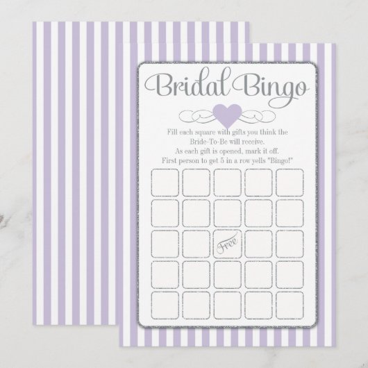Bridal Bingo Lavender Grey Vrijgezellenfeest Game Kaart (Voorkant / Achterkant)