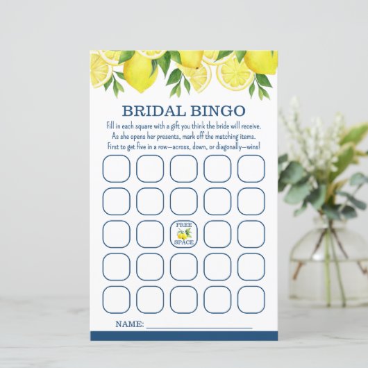 Bridal Bingo Lemon Bridal Shower Game (Staand voorkant)