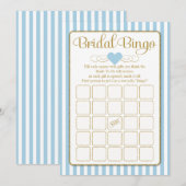 Bridal Bingo Light Blue Gold Vrijgezellenfeest Kaart (Voorkant / Achterkant)