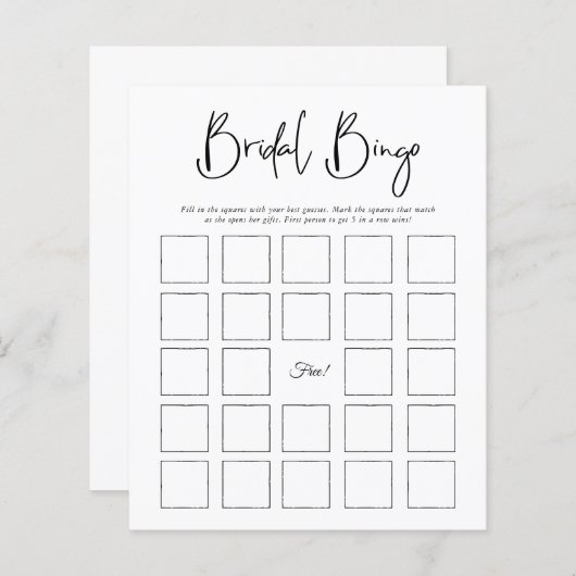 Bridal Bingo | Minimale Vrijgezellenfeest (Voorkant / Achterkant)