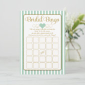 Bridal Bingo Mint Green Gold Vrijgezellenfeest Gam Kaart (Staand voorkant)