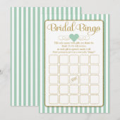 Bridal Bingo Mint Green Gold Vrijgezellenfeest Gam Kaart (Voorkant / Achterkant)