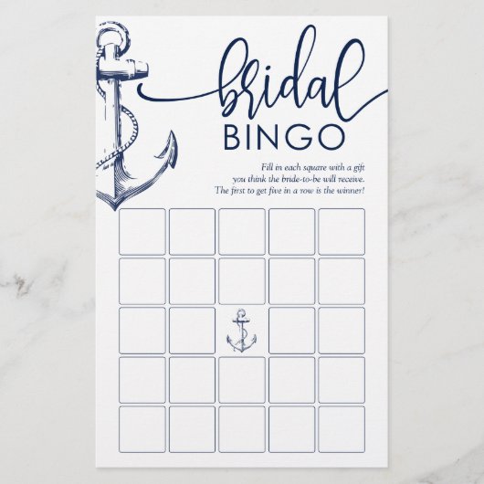 Bridal Bingo Nautical Anchor Shower Game (Voorkant)