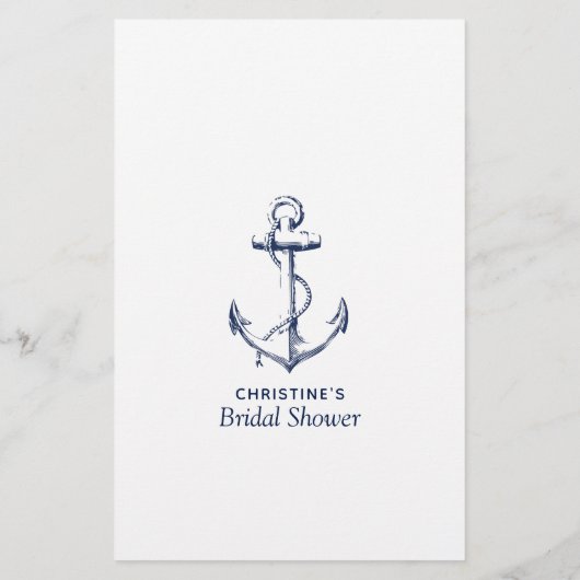 Bridal Bingo Nautical Anchor Shower Game (Achterkant)