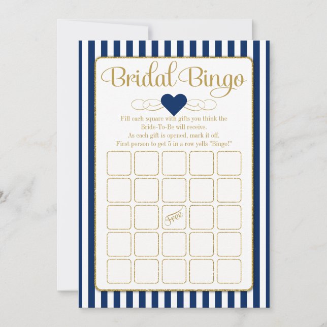 Bridal Bingo Navy Blue Gold Vrijgezellenfeest (Voorkant)