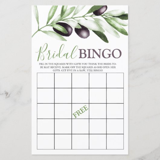 Bridal Bingo Olive Branch Vrijgezellenfeest (Voorkant)