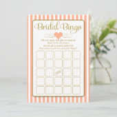 Bridal Bingo Peach Gold Vrijgezellenfeest Game Kaa Kaart (Staand voorkant)