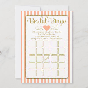 Bridal Bingo Peach Gold Vrijgezellenfeest Game Kaa Kaart