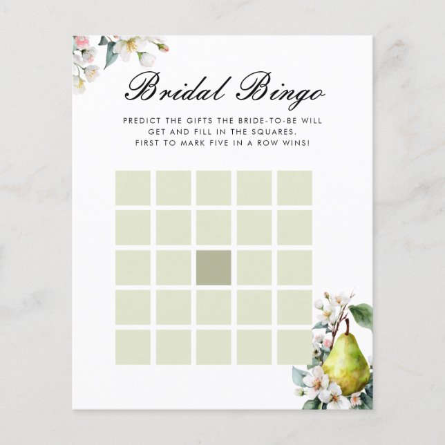 Bridal Bingo Perfect Pear Bridal Shower Game (Voorkant)