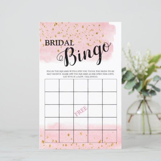Bridal Bingo Pink Gold Bridal Game (Staand voorkant)